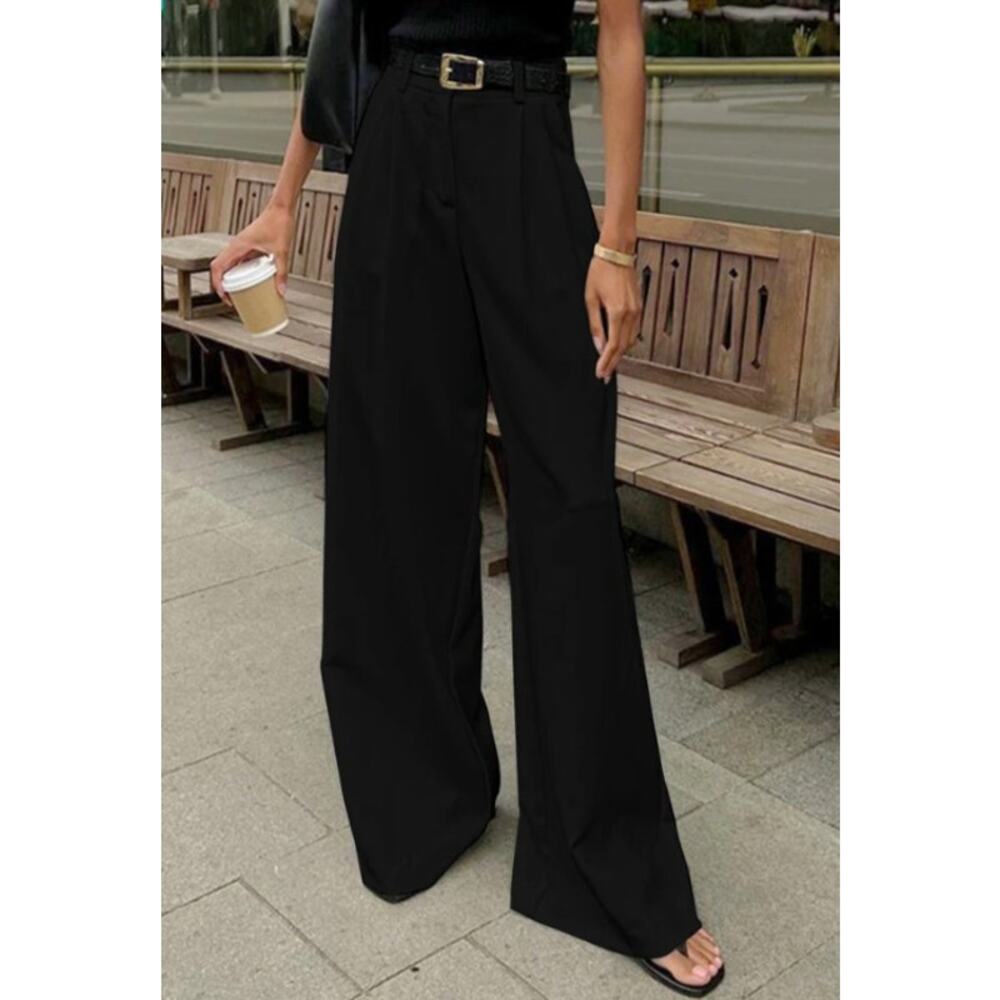 Commense Solid Black Wide Leg Pants – Size XL (US 12) NWT - Euro Modern Chic